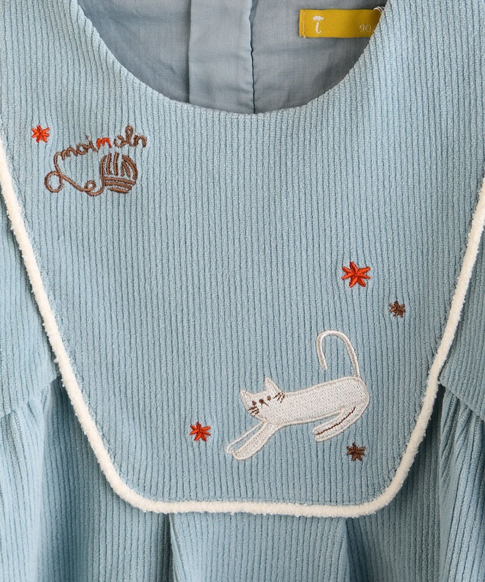 Платье с длинными рукавами из велюра с кошачьей текстурой Moimoln, Light blue — фото 4