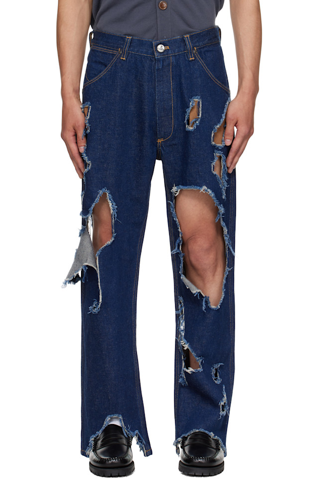 

Потертые джинсы в стиле ранчо Vivienne Westwood, индиго