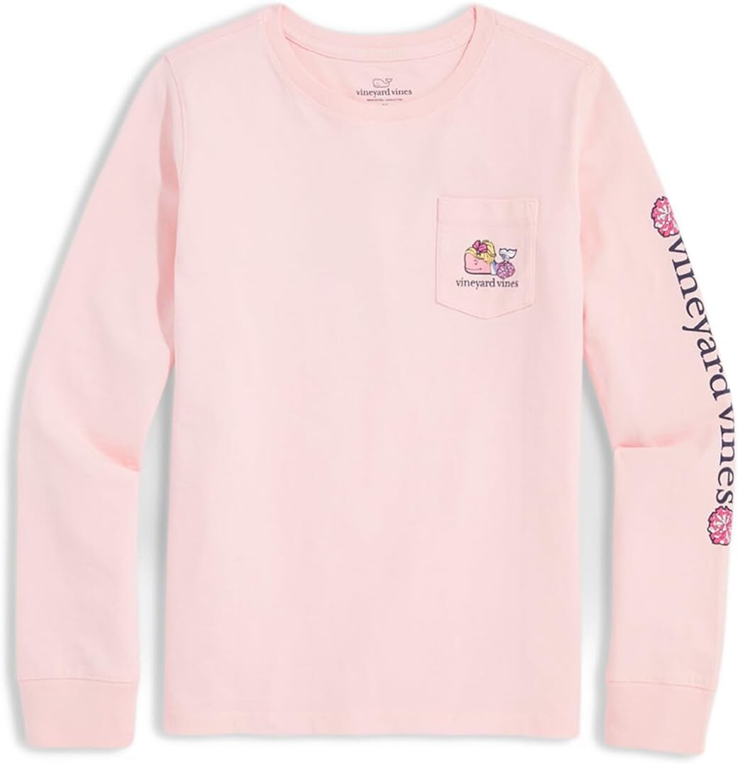 

Футболка Vineyard Vines Girls' Cheerleader Long Sleeve Tee, цвет Flamingo