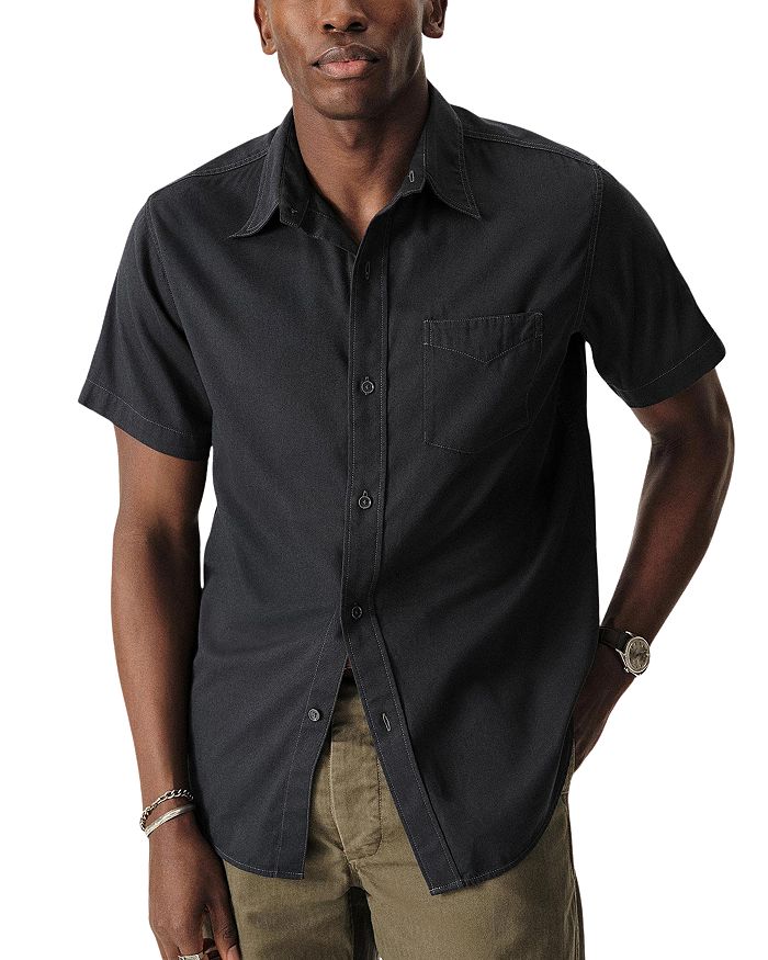 

Драпированная рубашка с коротким рукавом Regular Fit из твила Buck Mason, синий