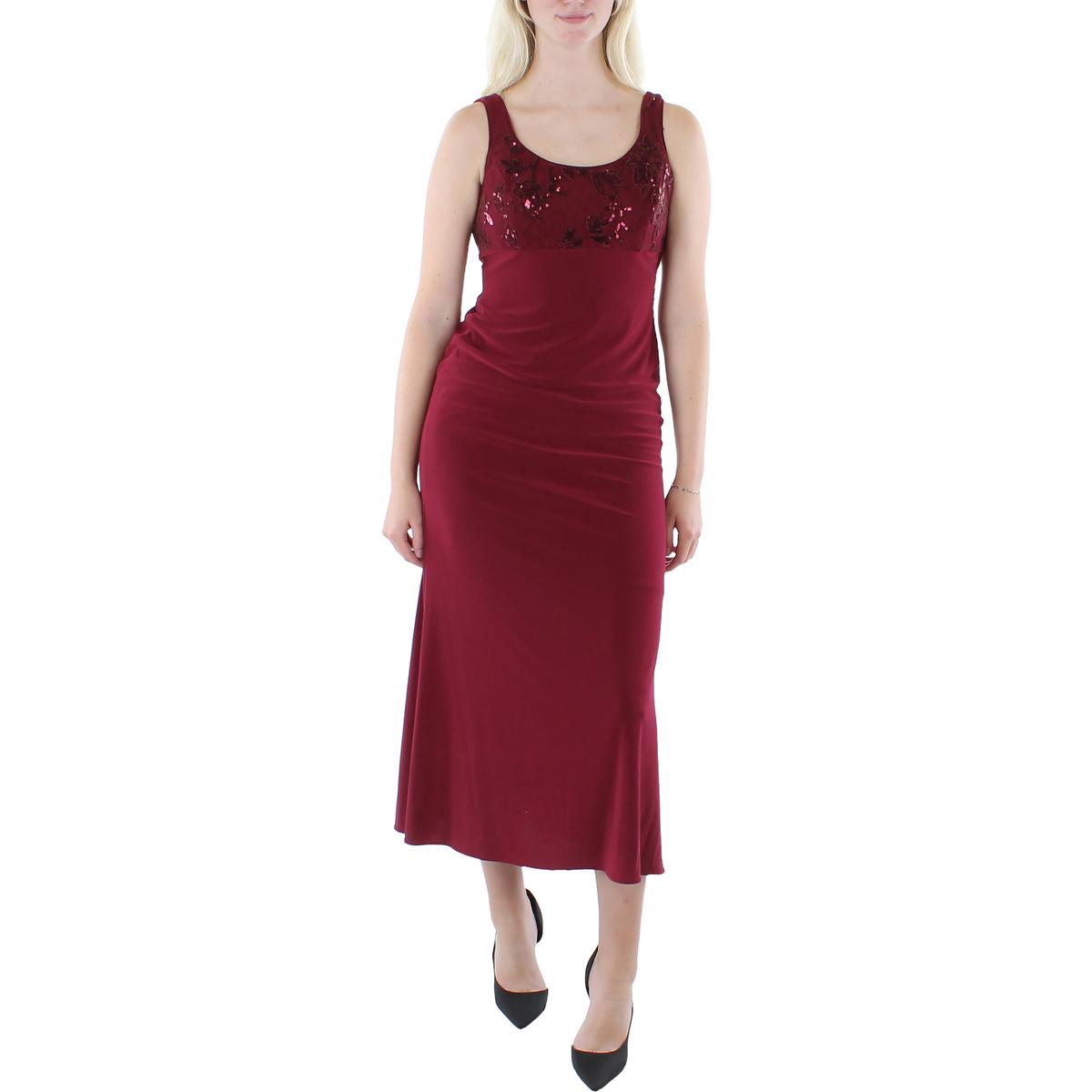 

Женское трикотажное платье миди с пайетками Petites R&M Richards, цвет merlot