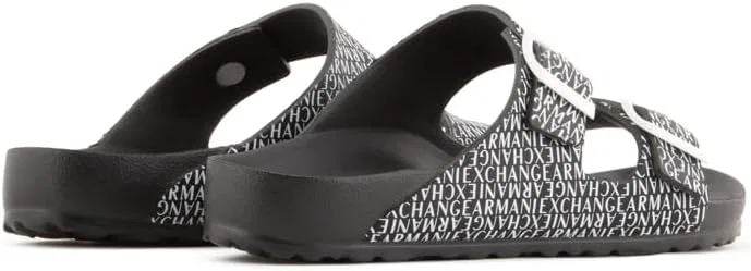 Сандалии Armani Exchange Herren с логотипом по всей поверхности, Black Optic White — фото 3