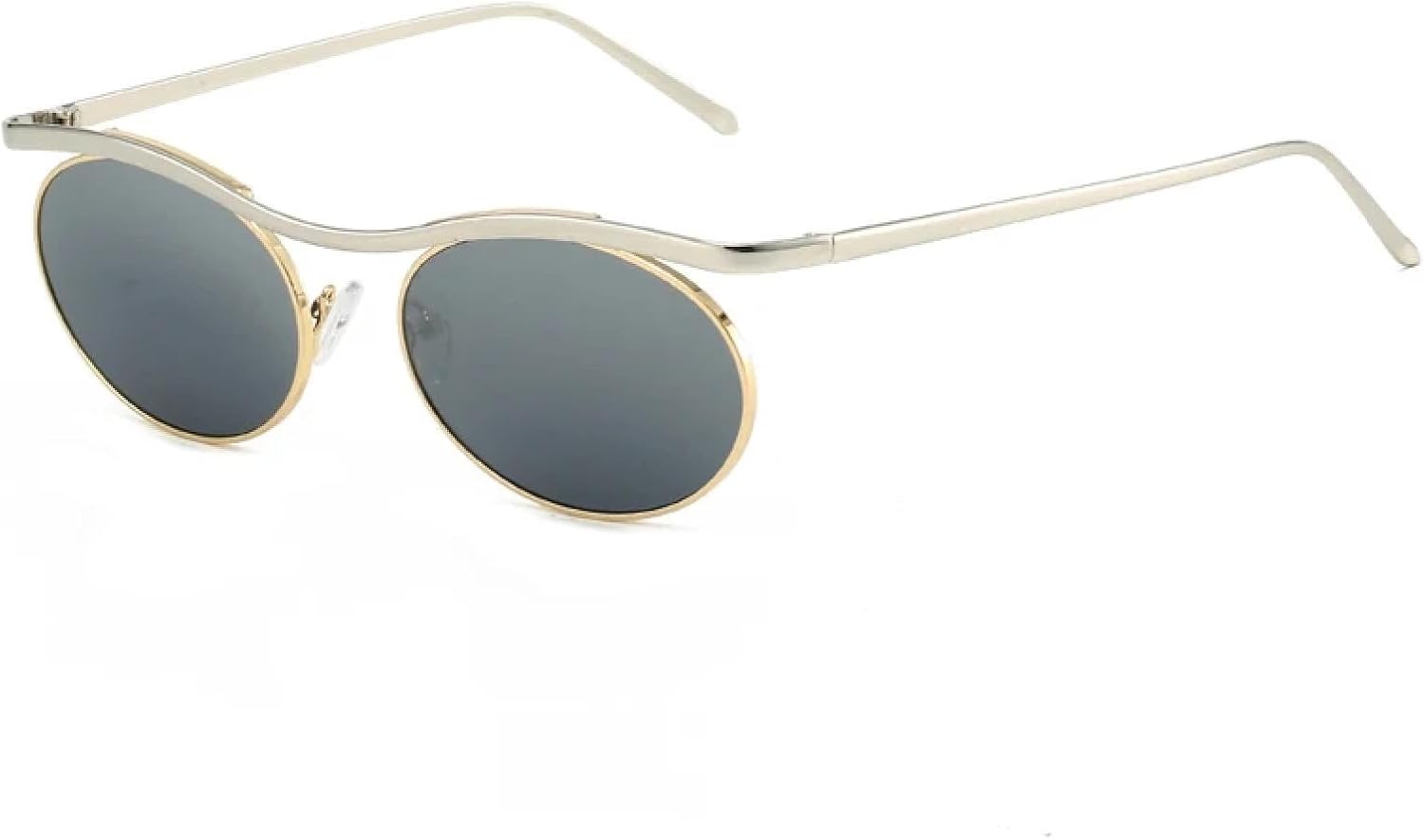 

Ретро овальные металлические женские солнцезащитные очки, модные панк-очки для мужчин, трендовые градиентные очки с защитой от УФ-излучения UV400 TKKTLLT, Silver Golden Gray