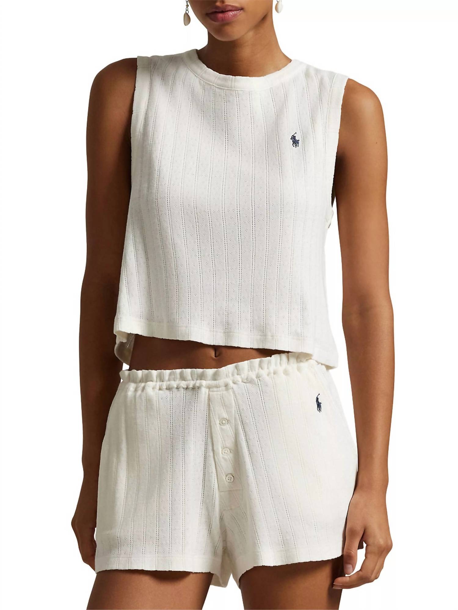 

Короткая пижама Pointelle Cami в цвете Egret Polo Ralph Lauren