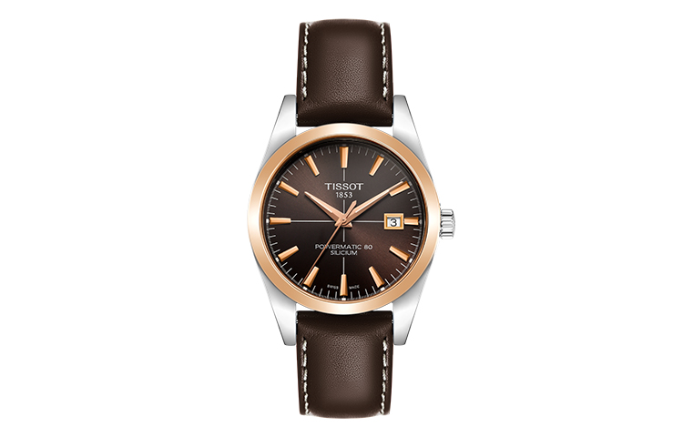 

TISSOT Часы Automatic Mechanical Movement Men's Watch Watch 40mm Coffee Watch Dial Stainless Steel Case Leather Strap, Brown