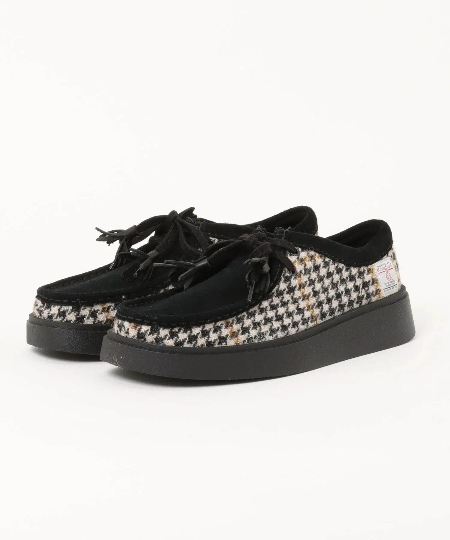 Мужские мокасины из натуральной кожи Clarks TORVIEW с клетчатым узором чёрные