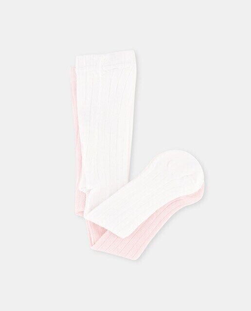 

Комплект из двух колготок в рубчик для девочки Cotton Juice, розовый
