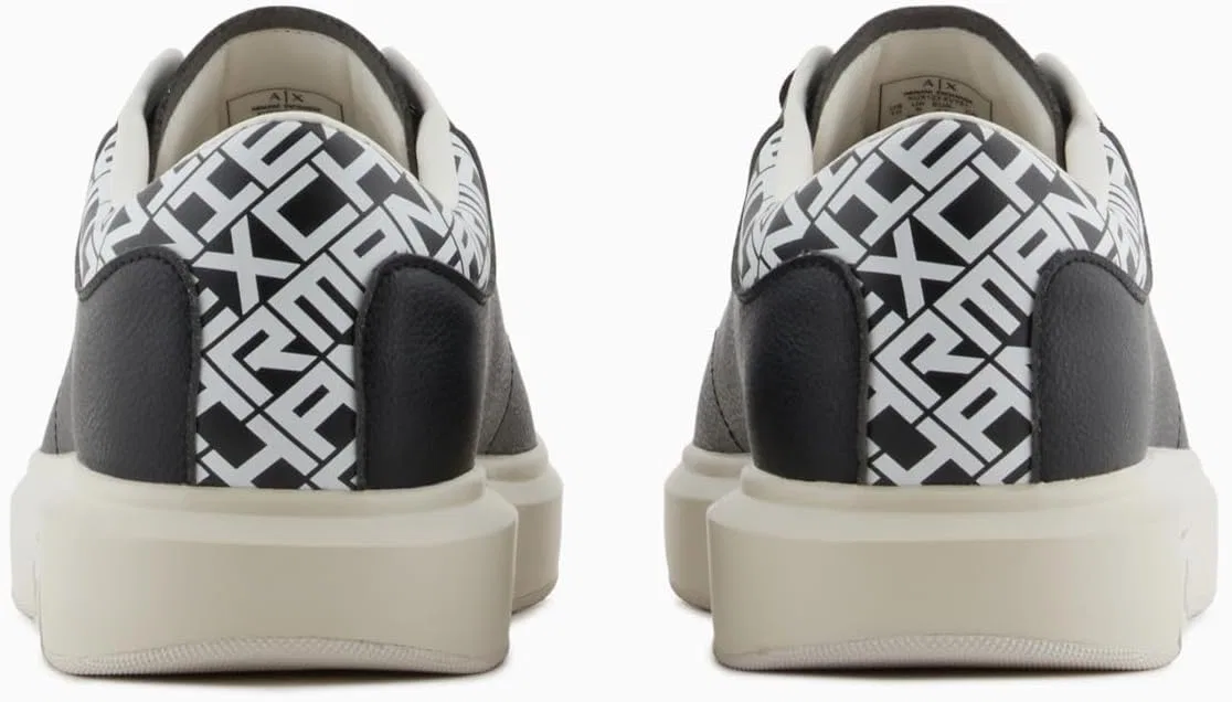 Мужские кроссовки Armani Exchange Action из кожи с боковым логотипом и шнуровкой, Black Off White — фото 3