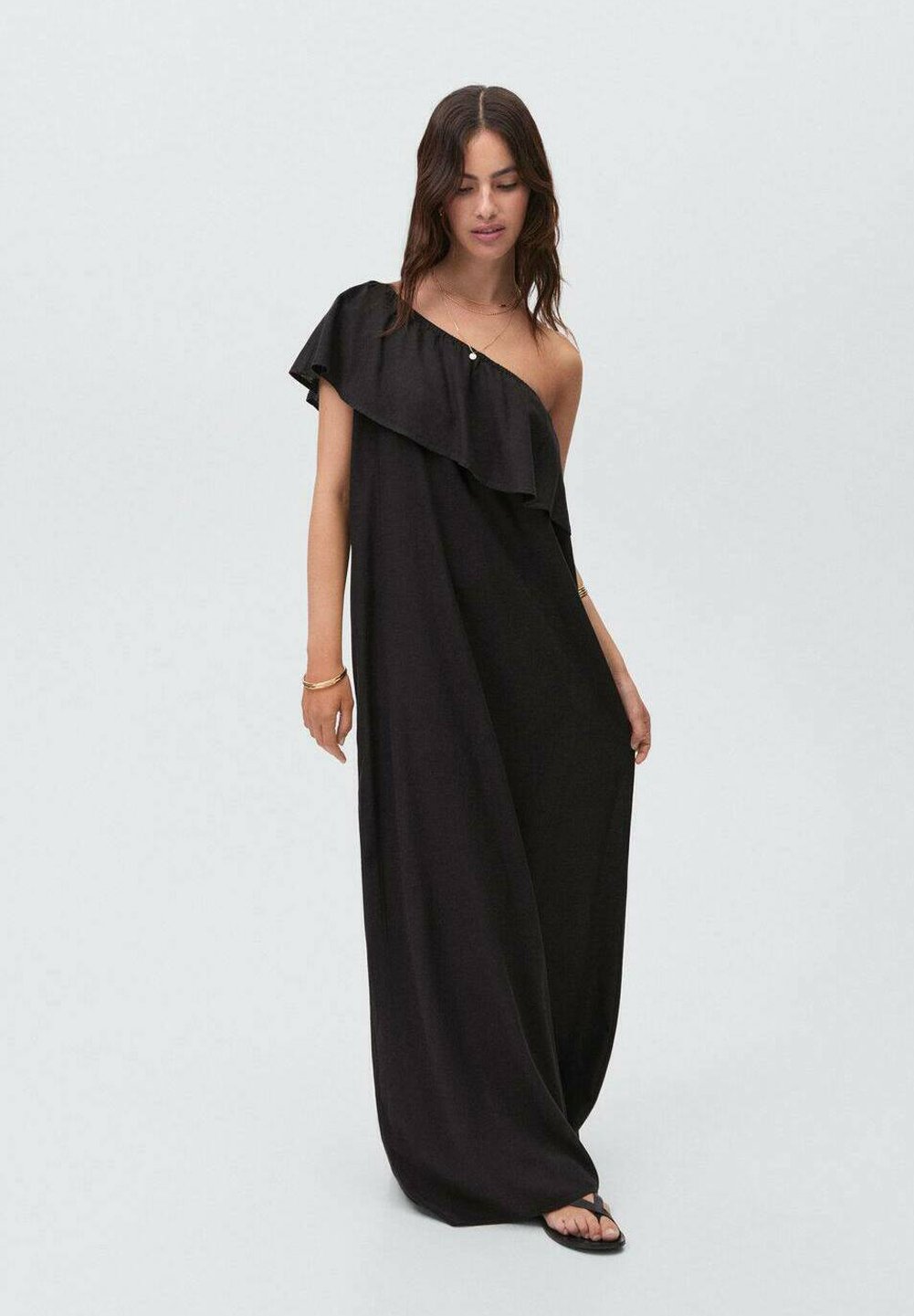 

Длинное платье TEEN RUFFLE Mango Kids, черный