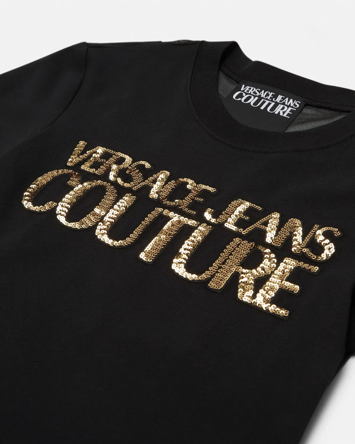 Футболка с кристаллическим фирменным логотипом VERSACE, черный — фото 2