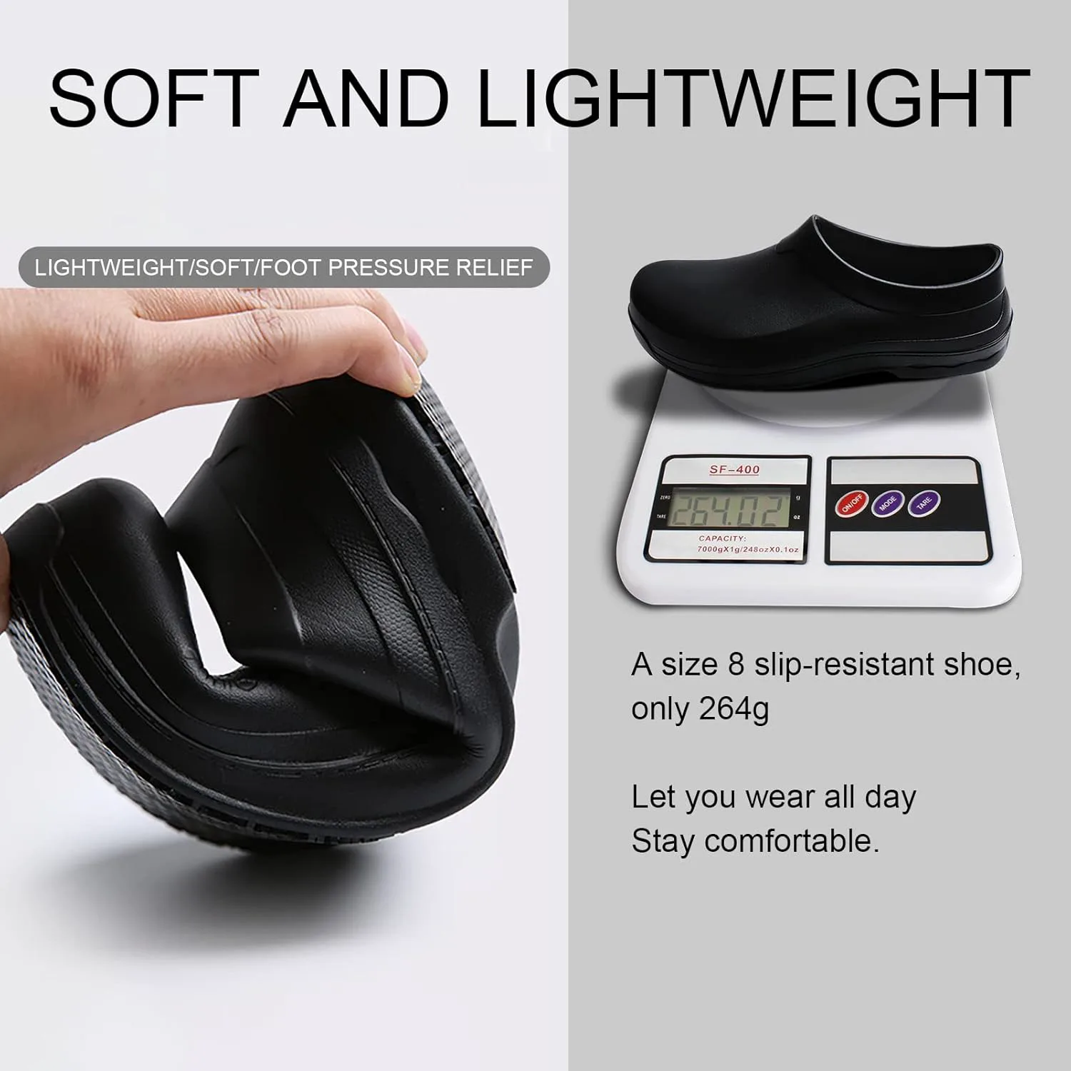 

Мужские черные рабочие сабо LIPROFE с противоскользящей подошвой - Профессиональные обувь для шеф-поваров, медсестер и садоводов - Водонепроницаемые, стойкие к маслу, удобные и дышащие - Размер 5-11, черный