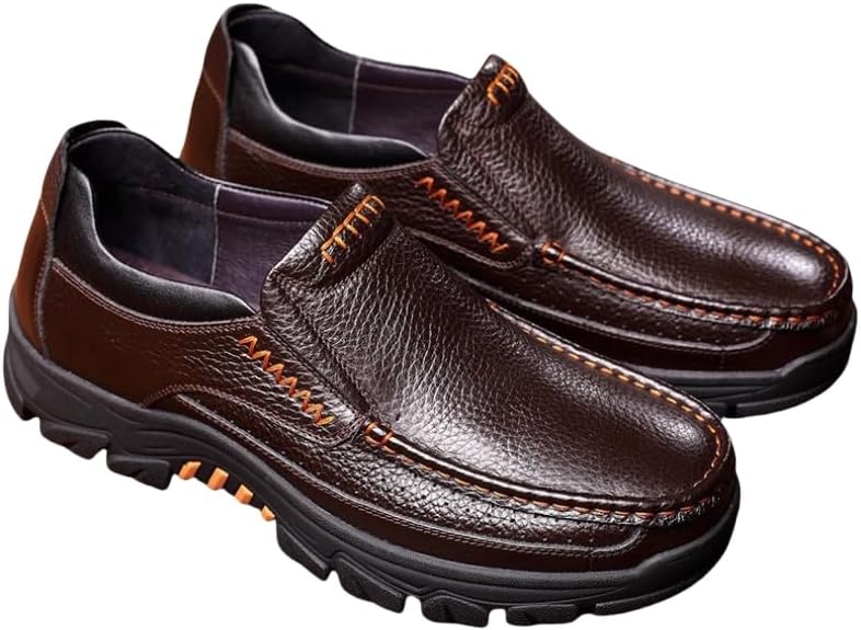 

Мужские классические туфли Оксфорд, прочные, противоскользящие, для свадьбы, деловой встречи и вечеринки, повседневные для среднего возраста Hoalox, коричневый