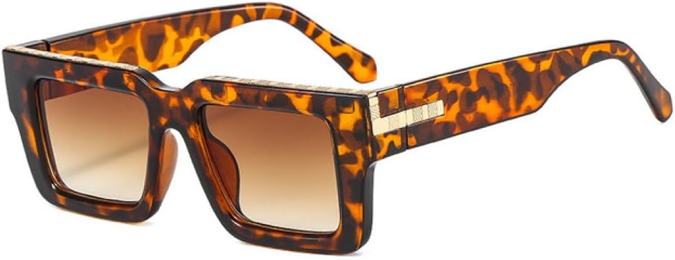 

Модные квадратные солнцезащитные очки для женщин и мужчин в стиле панк, женские солнцезащитные очки в стиле стимпанк с защитой от УФ-излучения UV400 MTZJH, Leoaprd Brown