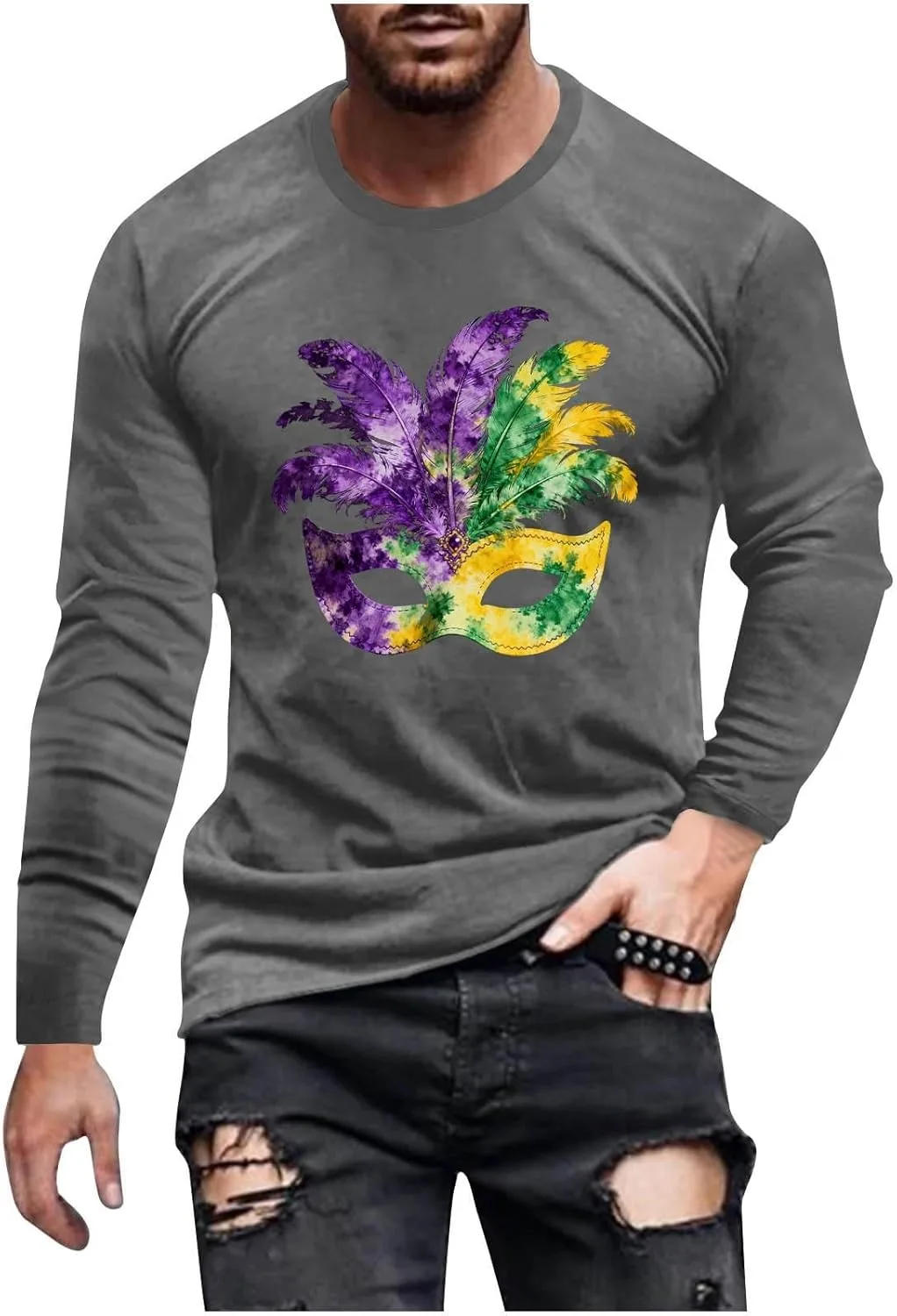 

Футболка Carnival Day для мужчин, легкая, с длинным рукавом и свободным кроем