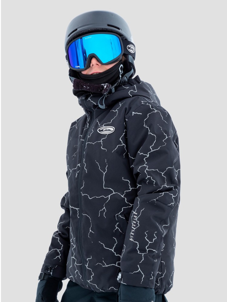 

Куртка для сноуборда Quiksilver High In The Hood Printed Kids Jacke, high energy black refl, Черный, Куртка для сноуборда Quiksilver High In The Hood Printed Kids Jacke, high energy black refl