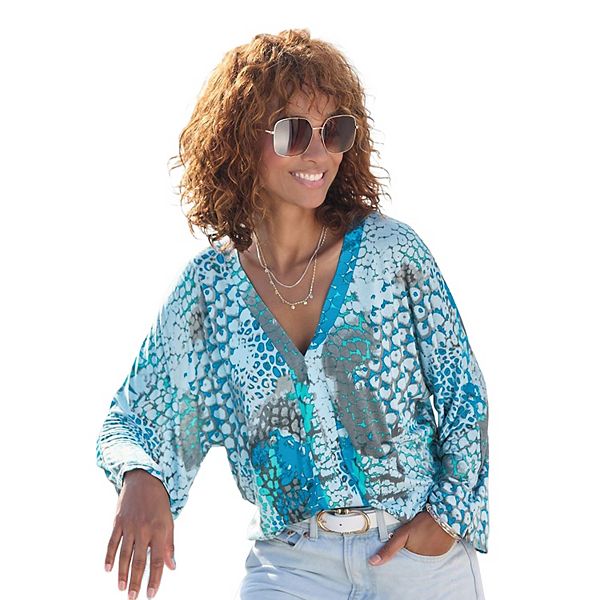 

Женский топ с длинным рукавом с принтом Lascana, Blue Printed