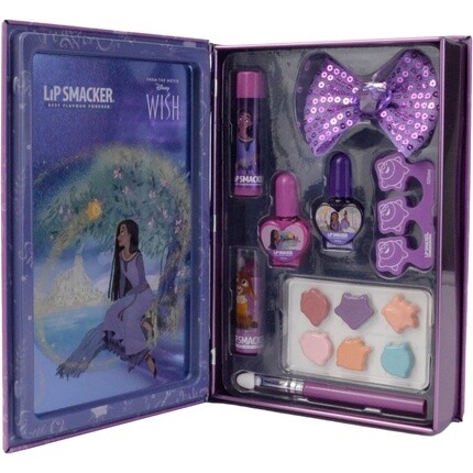 

Lip Smacker Книга желаний в жестяной коробке Disney Wish Inspired Beauty Book с помадами, мерцающими кремами, лаками для ногтей и косметическими аксессуарами для создания образа принцессы для детей