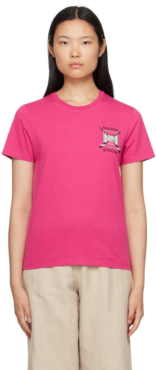 

Розовая футболка College Fox Maison Kitsune, Розовый, Розовая футболка College Fox Maison Kitsune