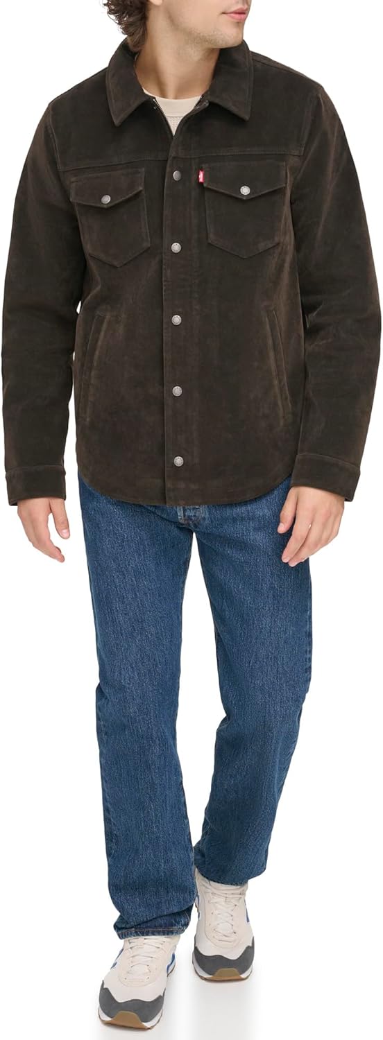 

Мужская куртка-рубашка Levi's из искусственной кожи, Vintage Suede Dark Brown