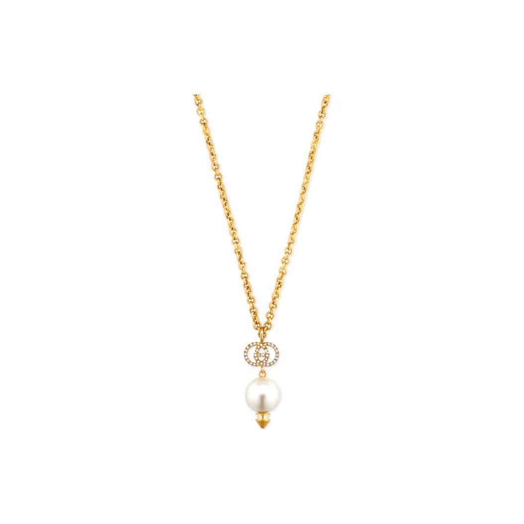 

Позолоченное ожерелье с подвеской в виде искусственной жемчужины Plated Gg Faux Pearl Drop Pendant GUCCI