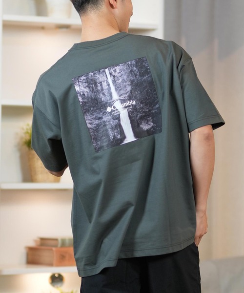 

Футболка Columbia оверсайз с коротким рукавом, защитой от УФ-излучения и принтом на спине, цвет угольно-серый/черный