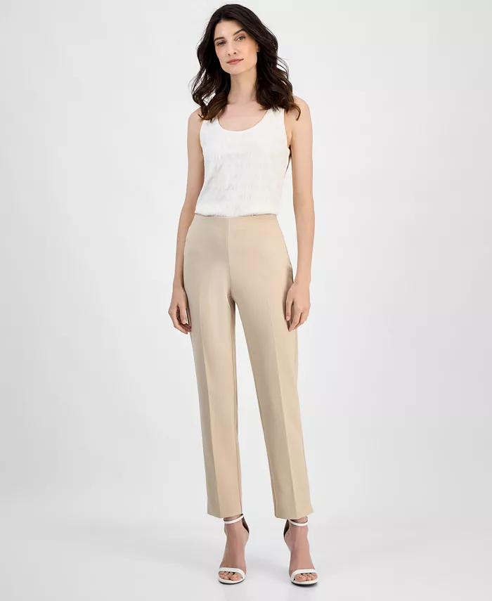 

Прямые брюки Petite Hollywood на резинке Anne Klein, коричневый/бежевый