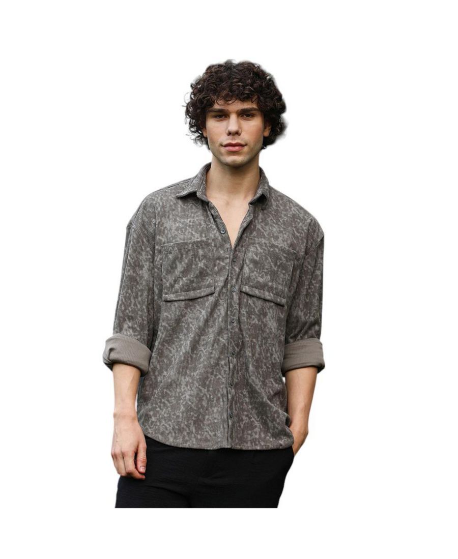 

Мужская выцветшая вельветовая рубашка оверсайз Campus Sutra, Grey
