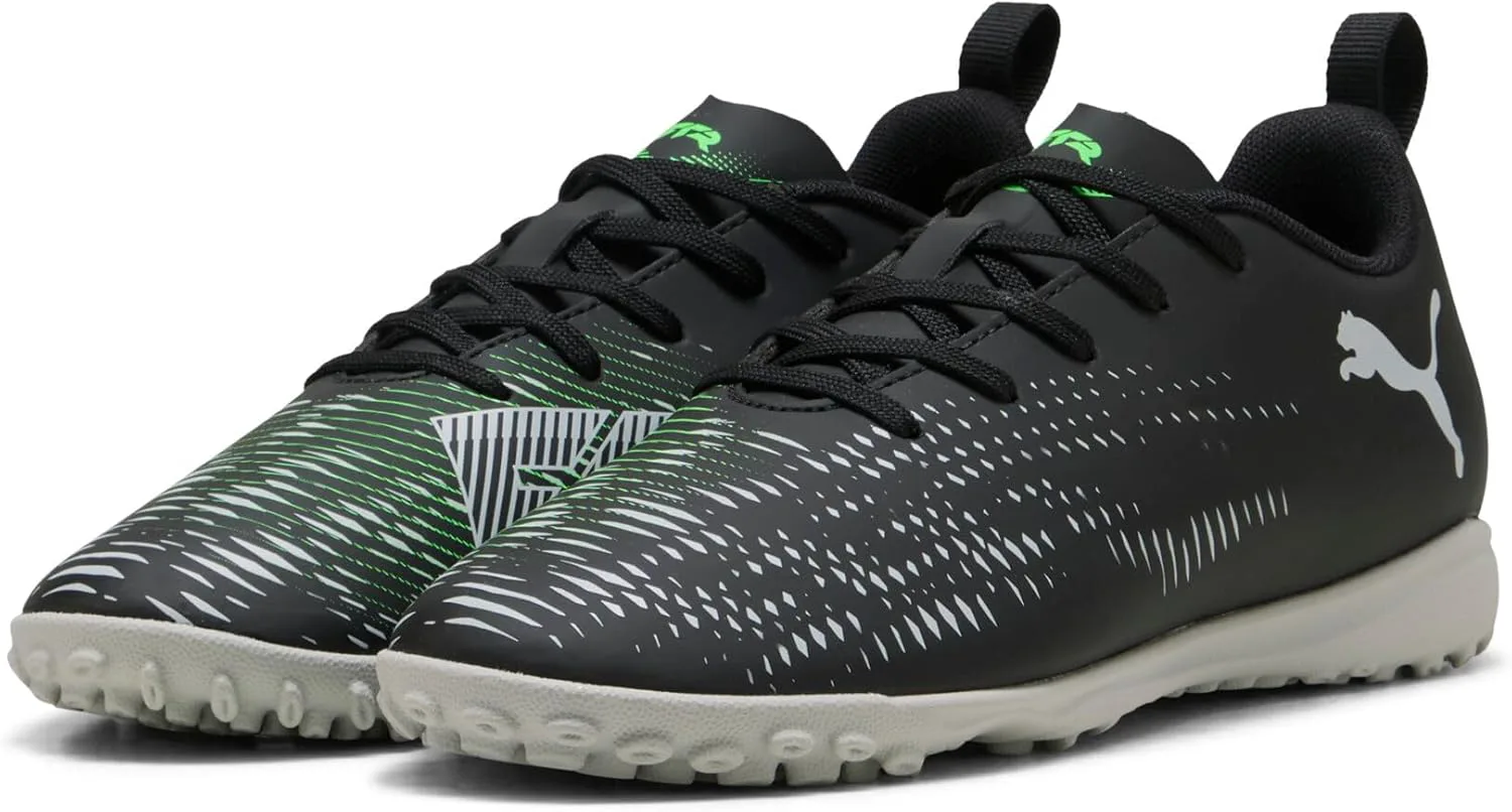 Детские футбольные тренировочные кроссовки Puma Future Play Turf для детей и взрослых, черный/светло-серый/зеленый — фото 3
