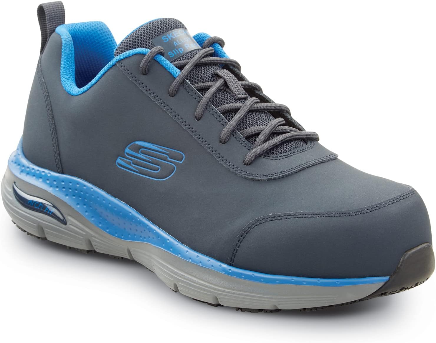 Мужские ботинки Skechers с шнуровкой, защитным носком и поддержкой свода стопы, темно-синий — фото 2