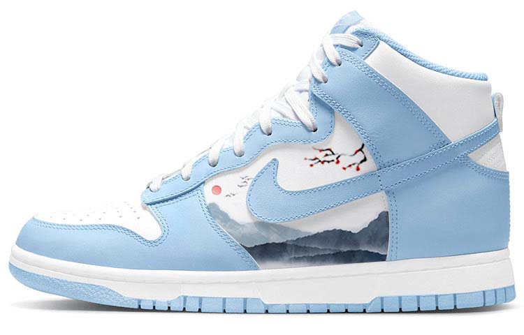 

Кроссовки Nike Dunk High Skateboarding Shoes Women's High-top Blue/white, синий