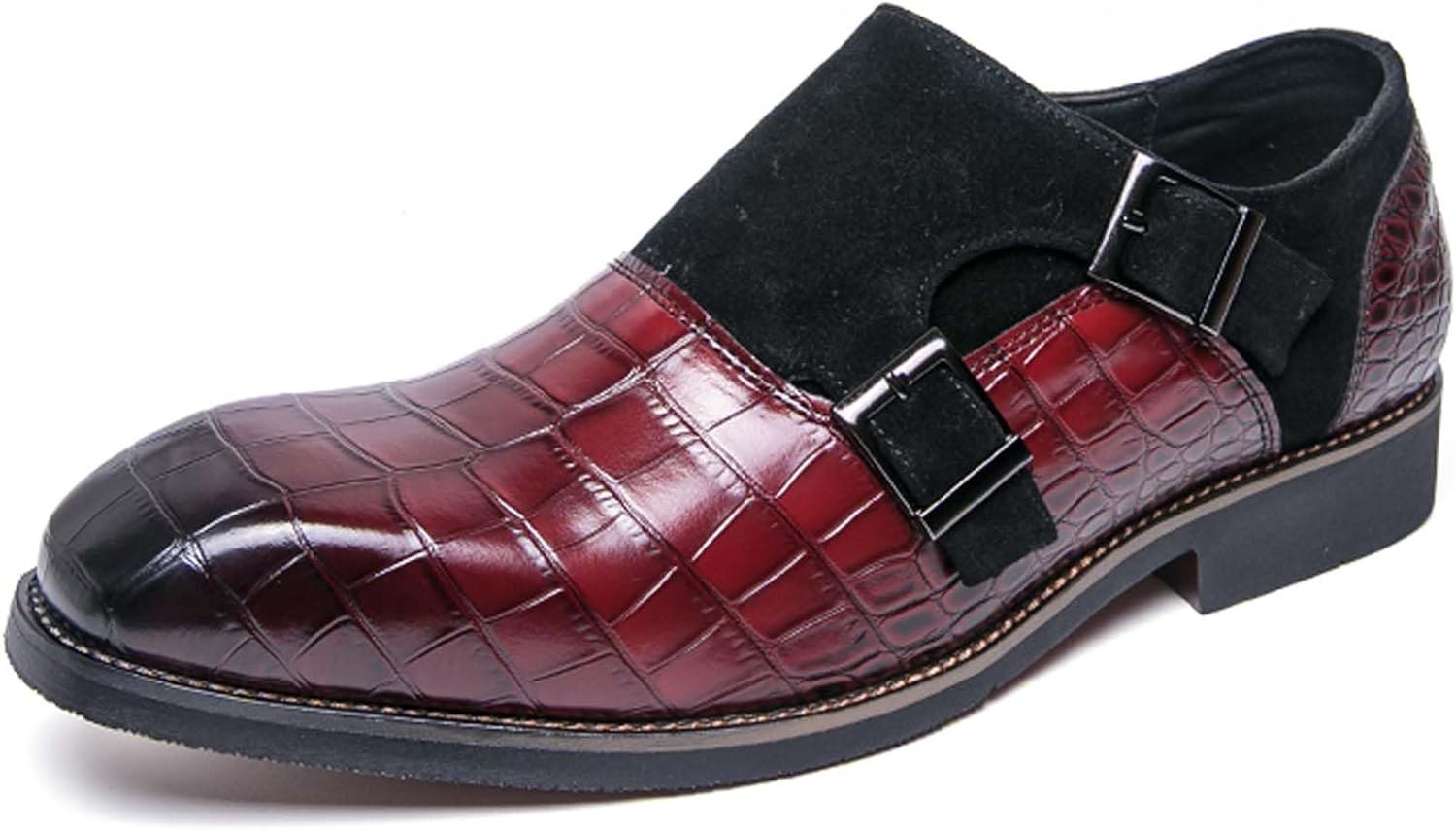 

Мужские оксфорды с пряжкой, модные деловые офисные повседневные формальные лоферы, противоскользящие, удобные, для униформы, свадьбы, банкета, ночного клуба, костюма, кожаные туфли Generic, красный