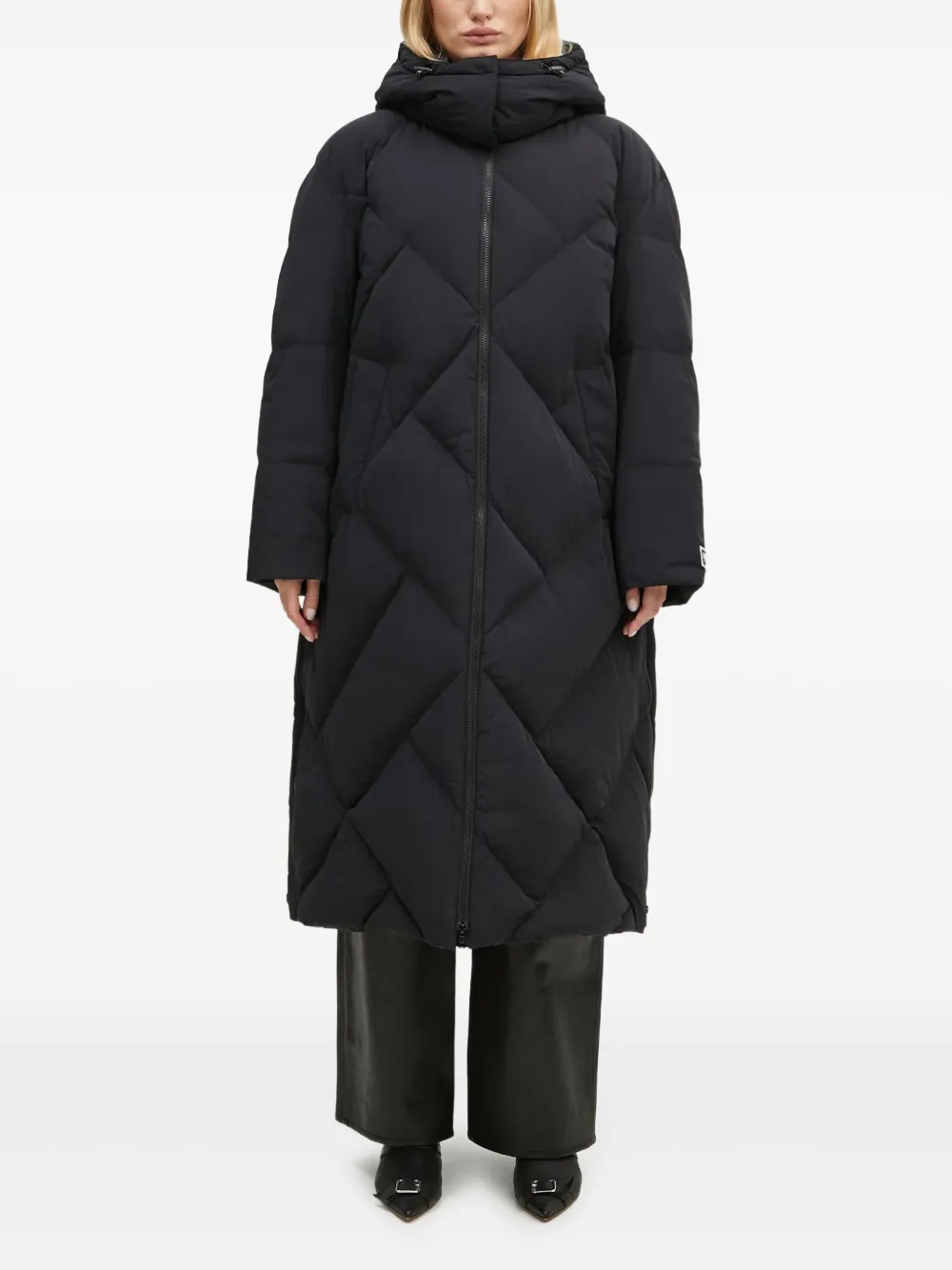 

Длинное пуховое пальто из плетеной ткани KENZO, черный