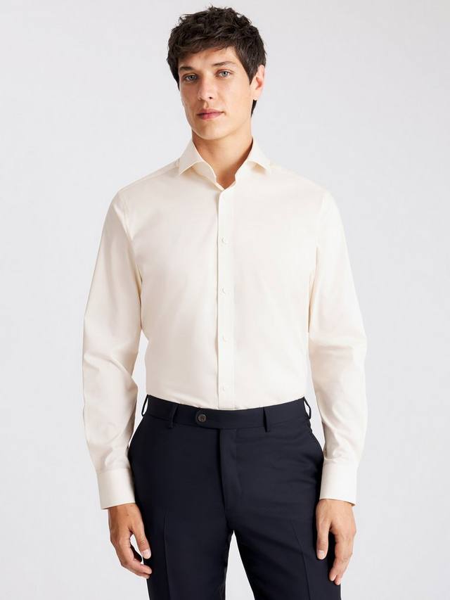 

Хлопковая рубашка с отложным воротником и стретч, классический крой Moss, Beige