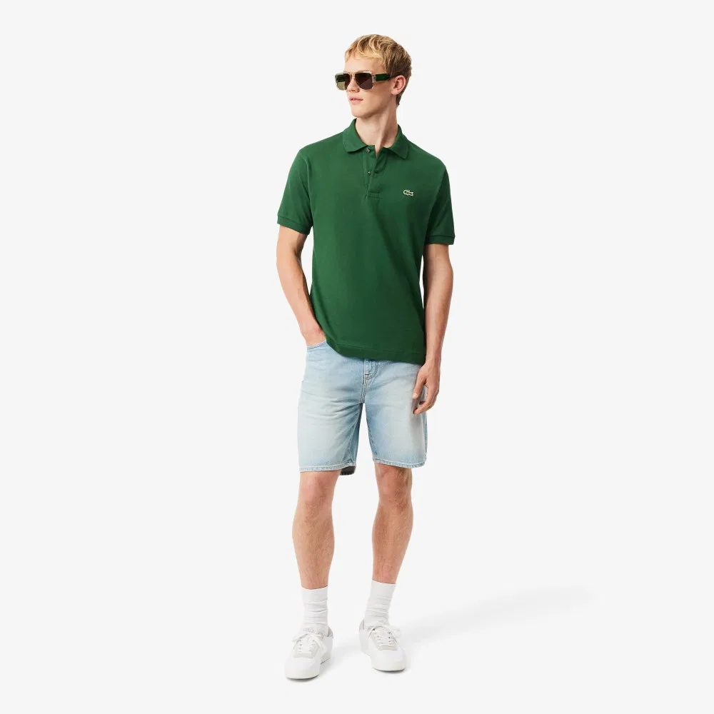 Рубашка-поло Lacoste Classic Fit мужская, с коротким рукавом, хлопок 100%, зеленый — фото 4
