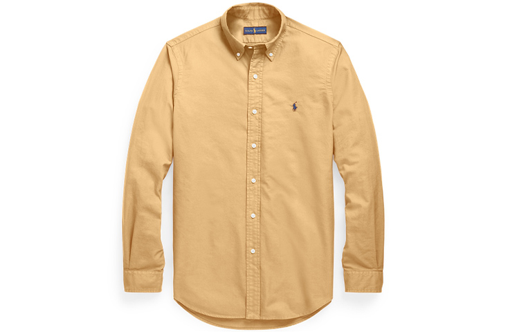 Рубашка с вышивкой пони из хлопковой смесовой ткани Polo Ralph Lauren, желтый — фото 3