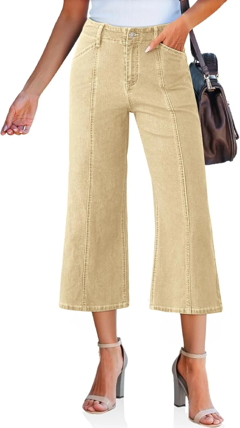 

Tankaneo женские укороченные широкие кюлоты-джинсы с высокой посадкой