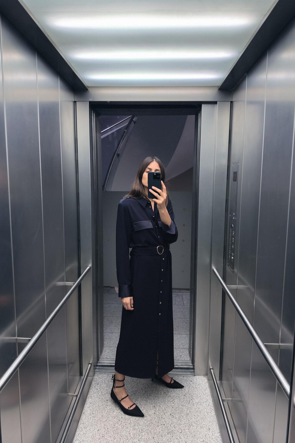 

Туфли на каблуке-рюмочке с ремешками ZARA, черный