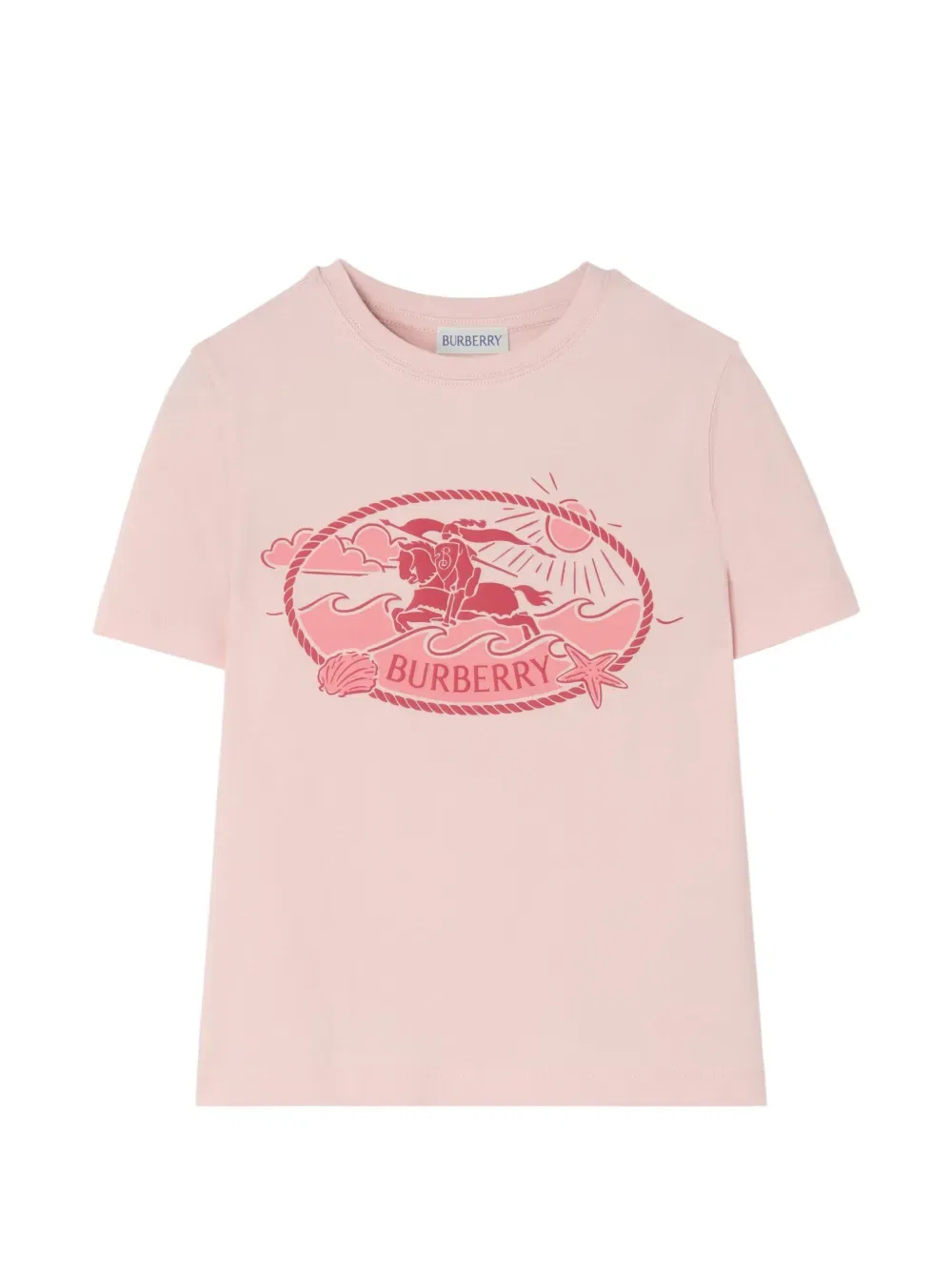 Хлопковая футболка с изображением рыцарского штампа Burberry Kids, розовый