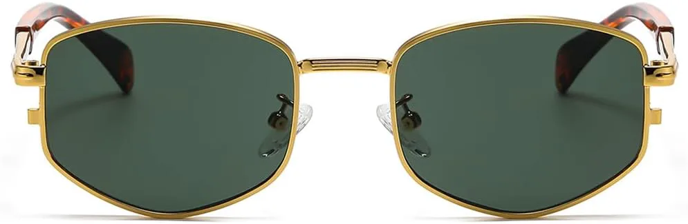 

Солнцезащитные очки в ретро-стиле с металлической оправой для женщин, ромбовидный дизайн, маленькие мужские солнцезащитные очки UV400, m24187 generic, Gold With Grey