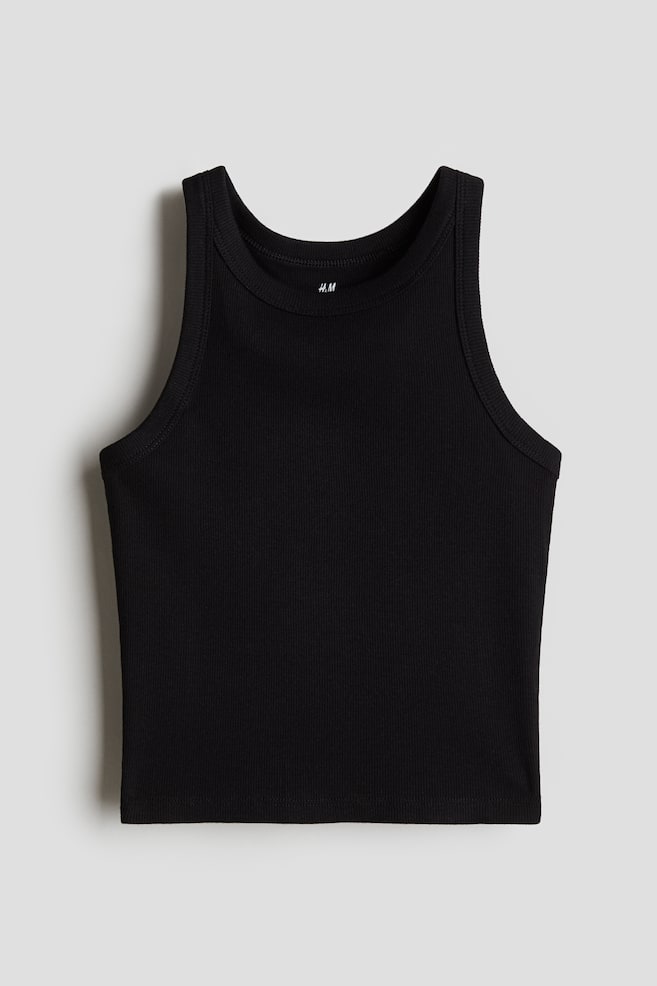 

Топ из хлопка в рубчик H&M, черный