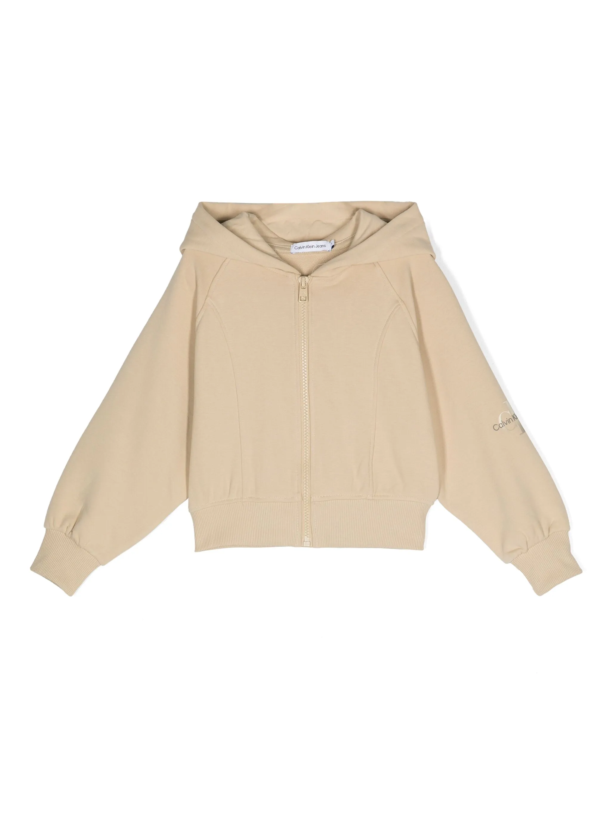 

Худи на молнии с логотипом Calvin Klein Kids, бежевый