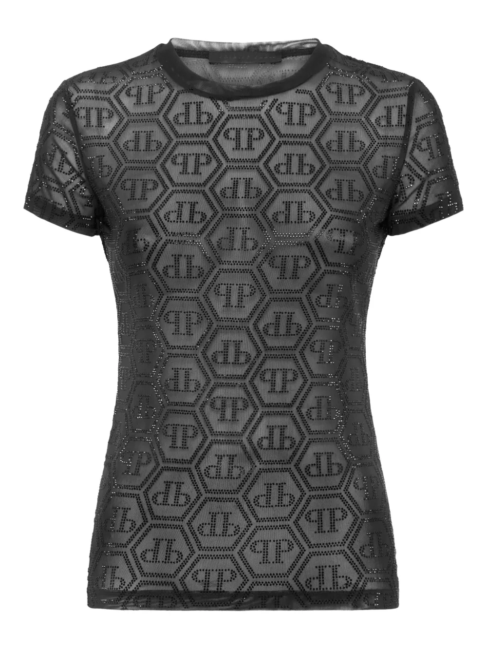 

Футболка из тюля с монограммой Philipp Plein, черный
