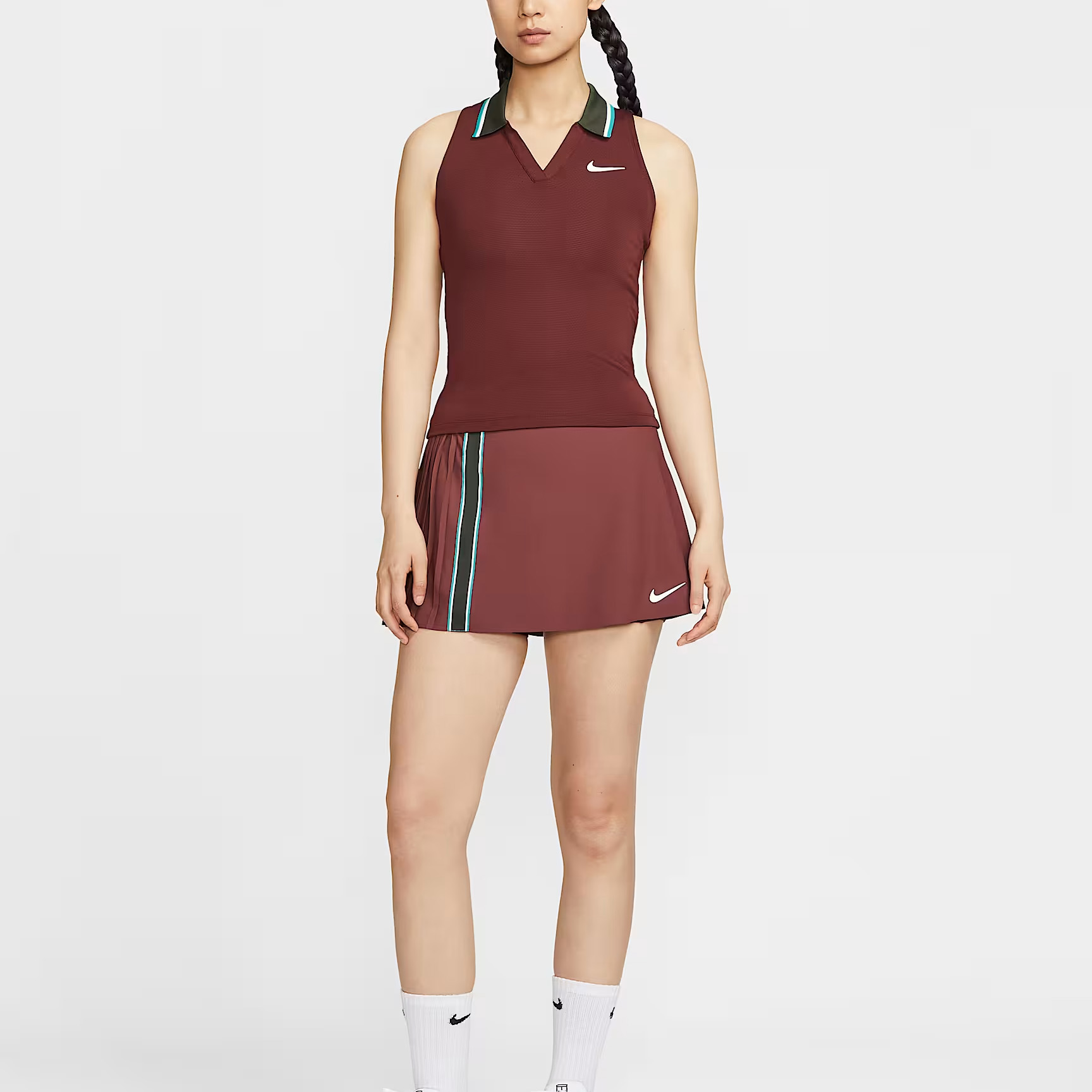 Футболка теннисная женская Dri FIT Court Slam Nike, красный/зеленый/белый — фото 4