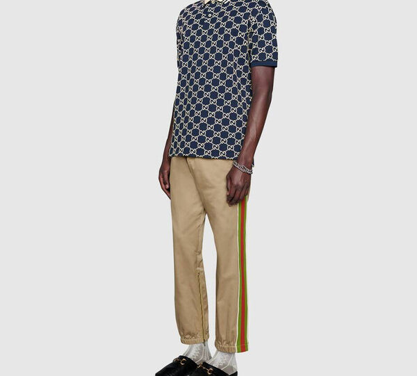 Футболка full print design short sleeve polo shirt blue Gucci, синий — фото 2