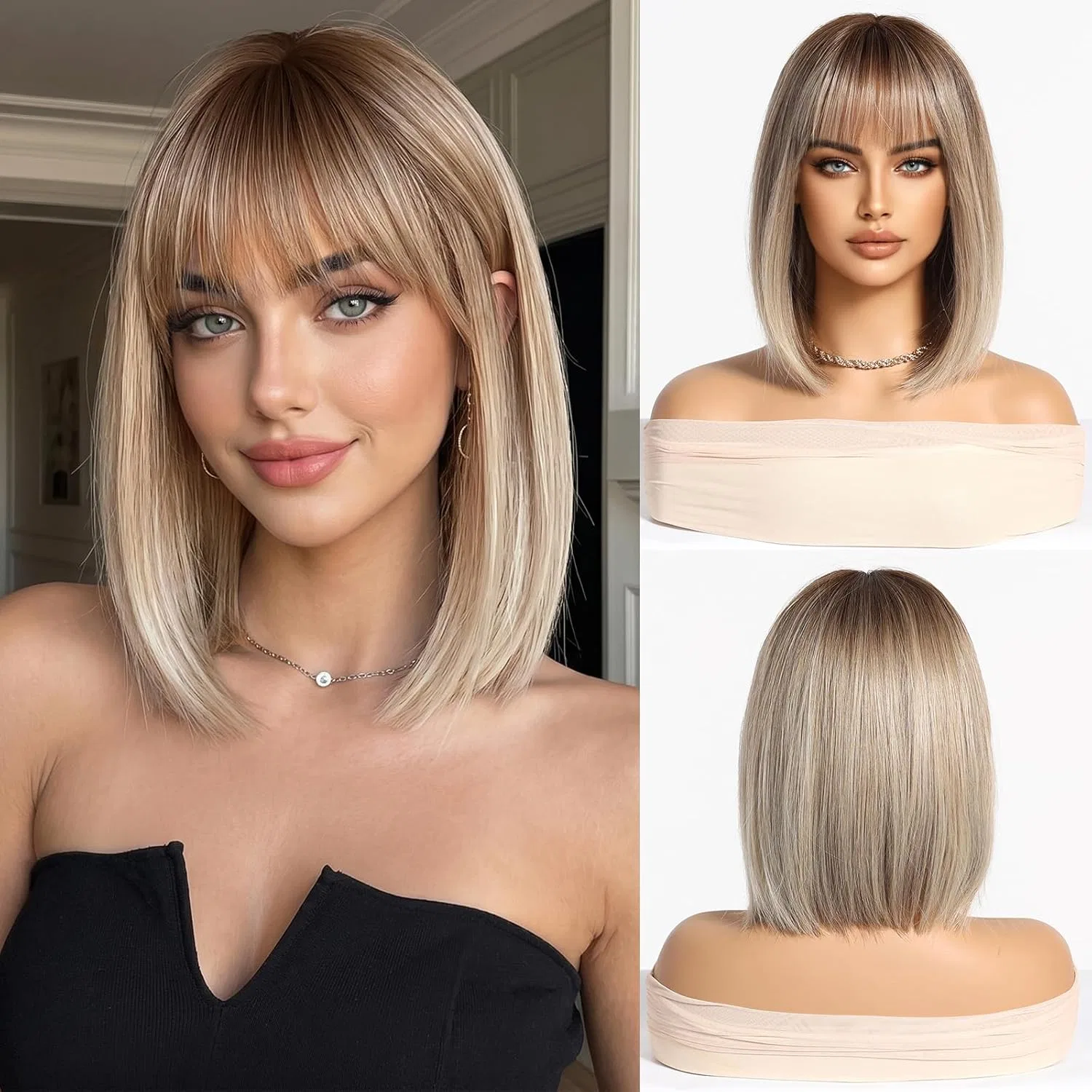 Женский короткий прямой парик-каре «Ombre Blonde Bob» от Esmee Esmee, Blond