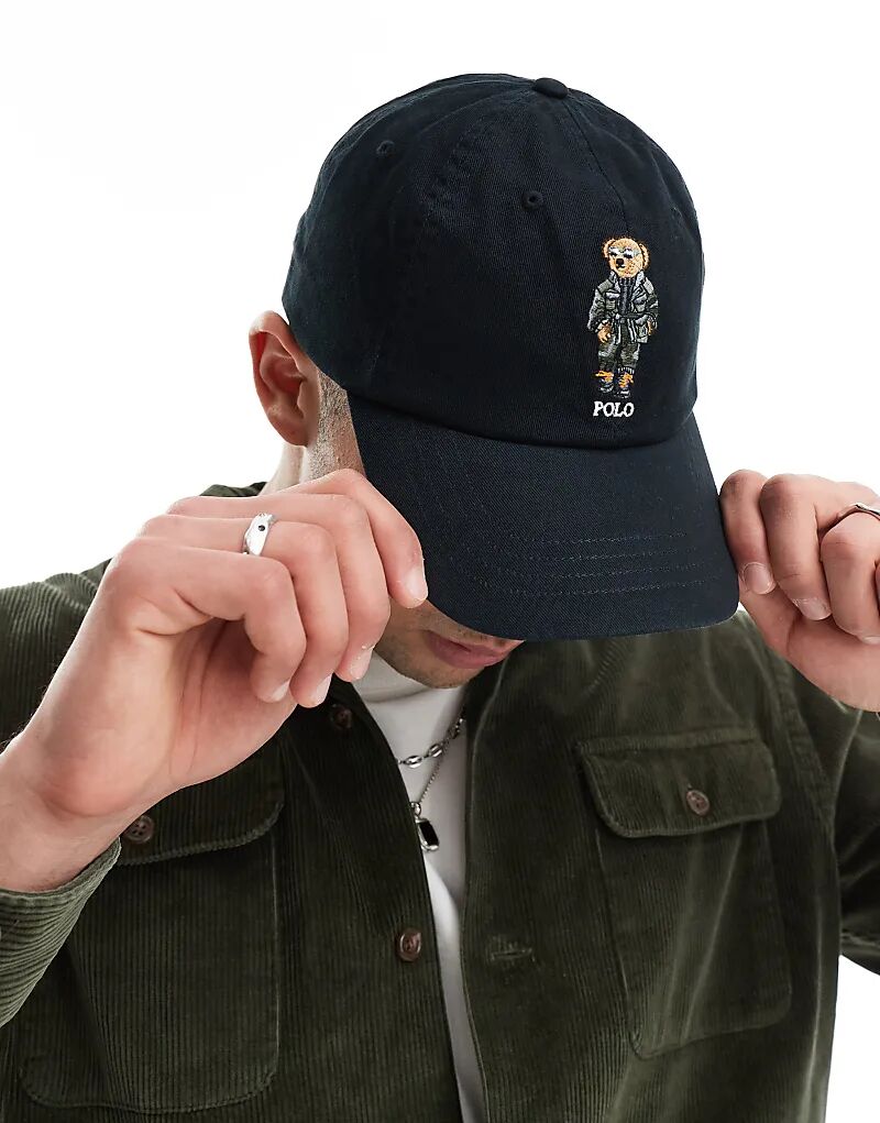 

Бейсболка из твила с логотипом Defender Bear черного цвета Polo Ralph Lauren