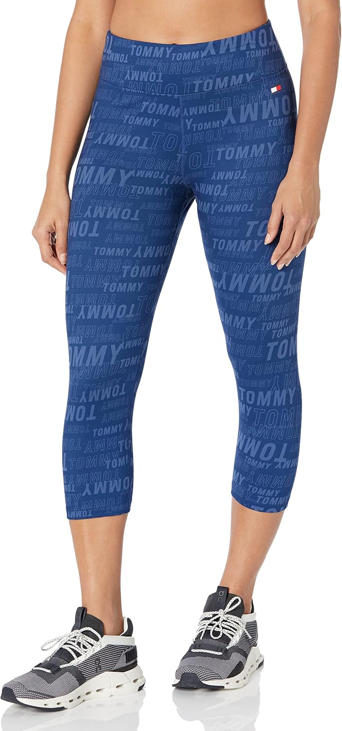 

Женские укороченные леггинсы Tommy Hilfiger с логотипом по всей поверхности, Deep Blue
