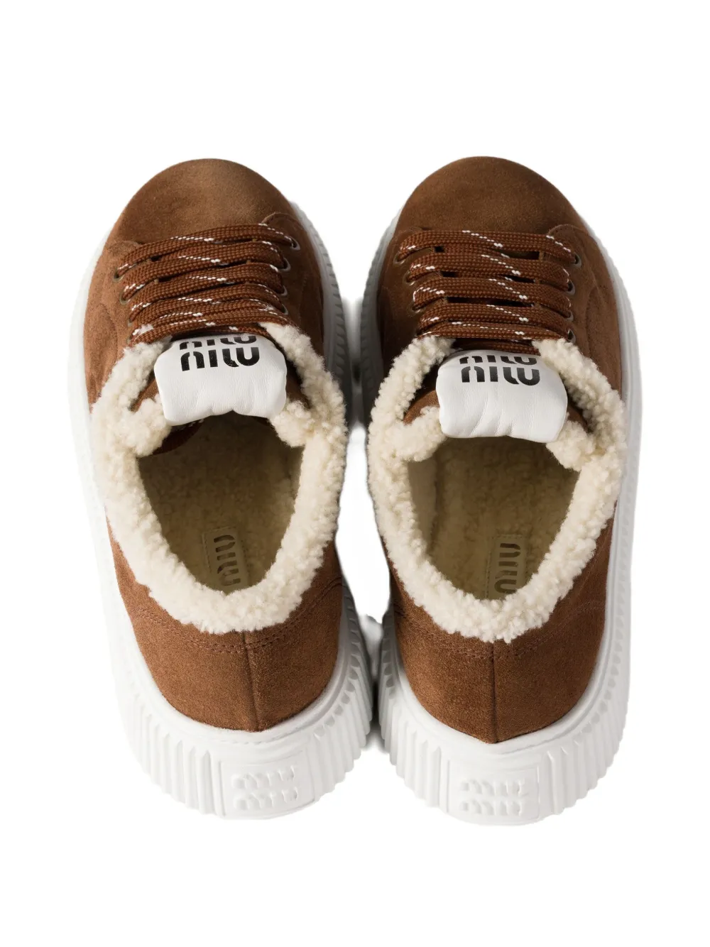 Замшевые кроссовки Miu Miu, коричневый — фото 3
