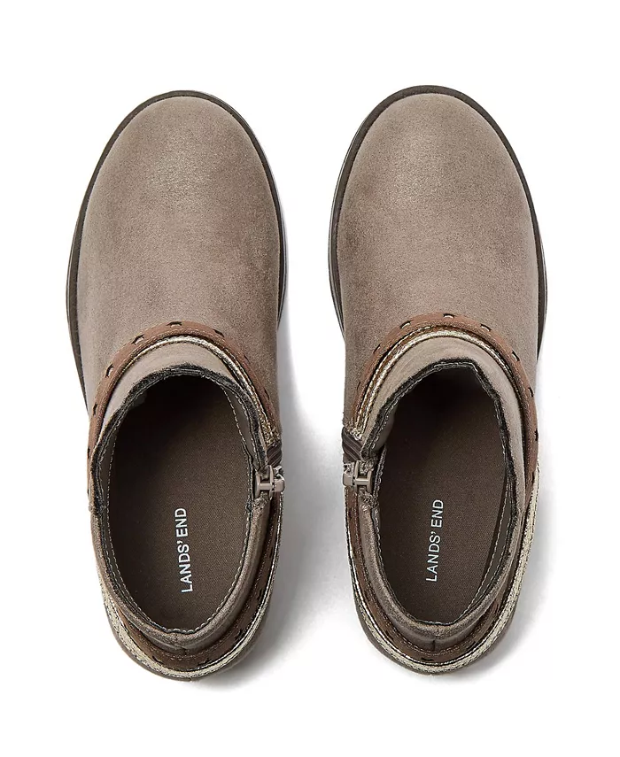 

Застегивающиеся на молнию ботиночки в западном стиле с мерцающим эффектом для маленьких девочек Lands' End, загар/бежевый