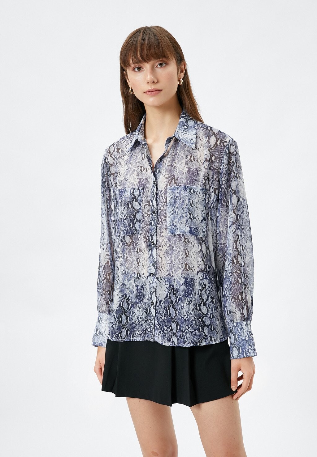 

Рубашка LONG SLEEVE POCKET DETAIL Koton, вереск темно-синий